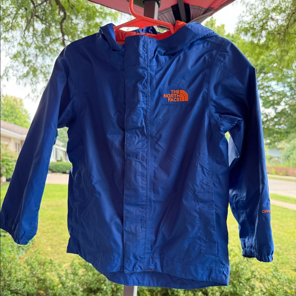 Child 3T North Face Rain Coat Blue and Orange